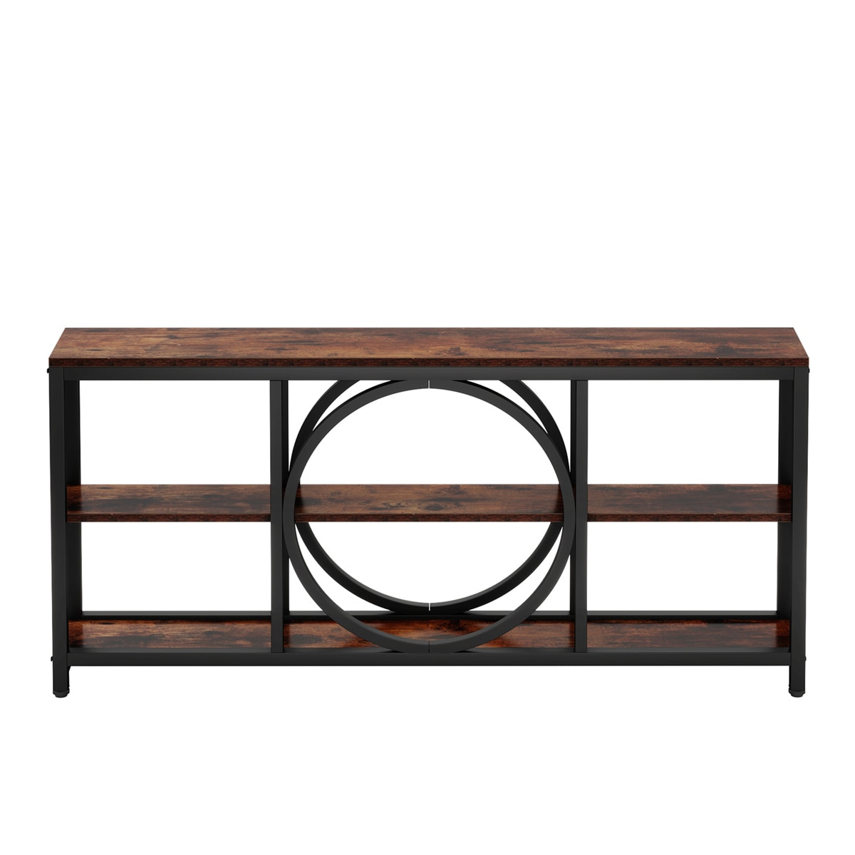 Console Table, Narrow Sofa Table With 3 Tier Storage Shelves_voghion.com